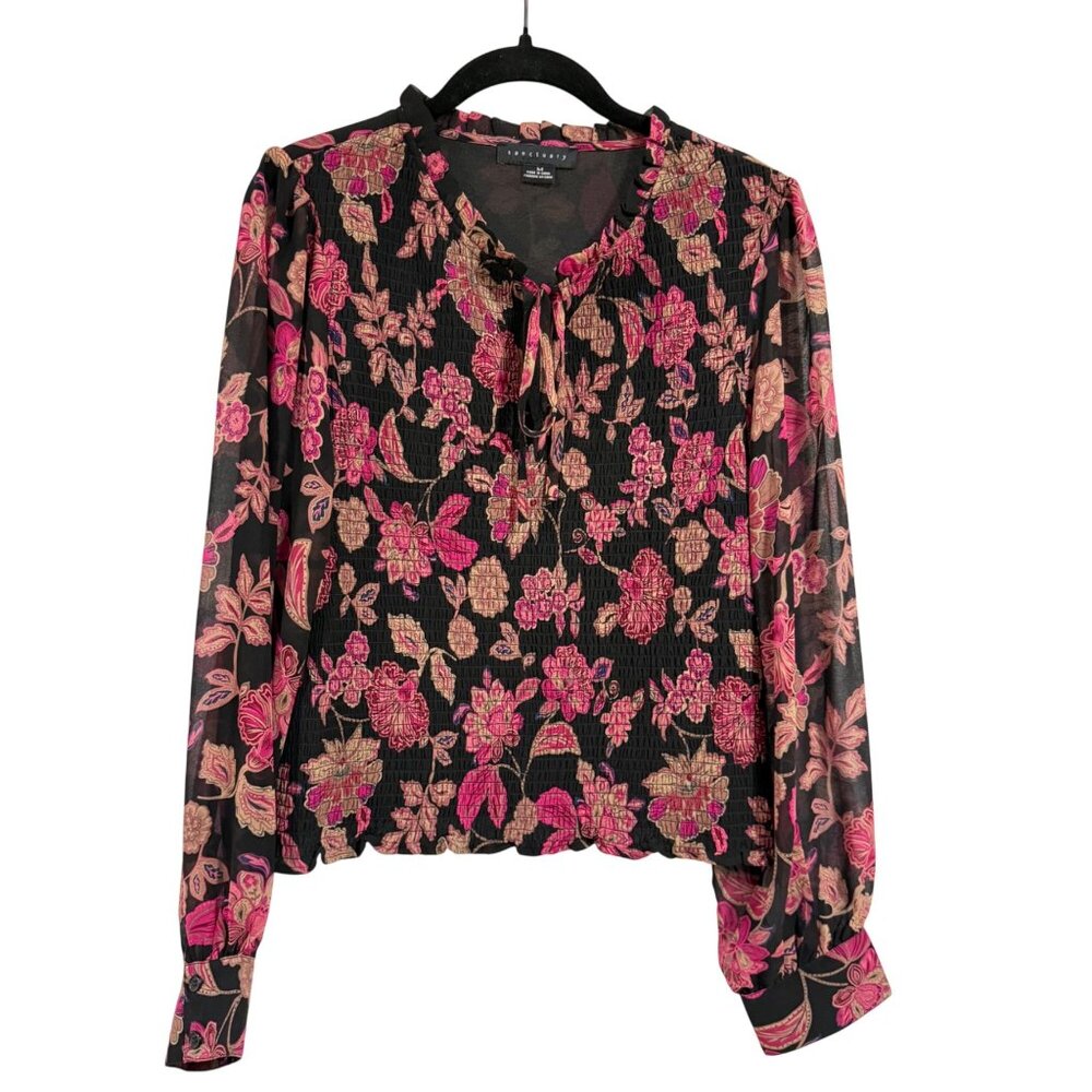 Sanctuary Think of You‎ Floral Smocked Top NWOT Size M
